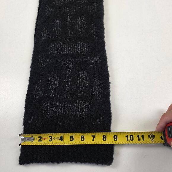 Coach Scarf Womens Black Gray Wool Blend Signature C Pattern Soft Winter Warm - Picture 3 of 9